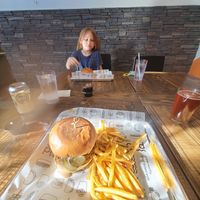 Country chikn burger and impossible  burger for little one at güd eats in Saskatoon