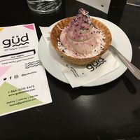 Rose matcha ice cream at güd eats in Saskatoon