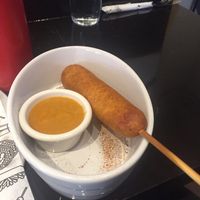 Corn dog at güd eats in Saskatoon