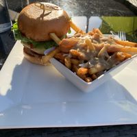 Bac’n Cheese Burger and Poutine at güd eats in Saskatoon