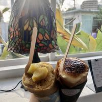 Crème brûlée and sweet potato (ice cream filled) crepes  at Cokofu Cafe in Urasoe