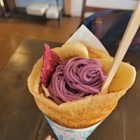 Beniimo crepe at Cokofu Cafe in Urasoe
