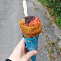 Chocolate and strawberry crepe at Cokofu Cafe in Urasoe