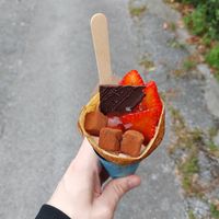 Chocolate and strawberry crepe at Cokofu Cafe in Urasoe