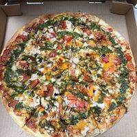 Vegan Chick’n Al Pesto Pizza  at Razzos Pizza And Salads in Hayward