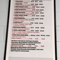 Vegan menu & prices  at Razzos Pizza And Salads in Hayward