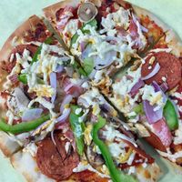Vegan Kombination pizza at Razzos Pizza And Salads in Hayward