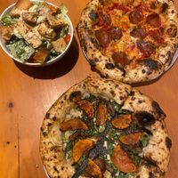 Sweet potato sage pizza, half Caesar salad & pepperoni pizza at Pulse Cafe in Hadley