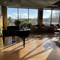 Beautiful baby grand and green atmosphere #Veganuary at Pulse Cafe in Hadley