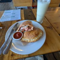 I went with the calzone because it's something I would never make for myself. There's plenty on the menu I want to go back to try. 😋 at Pulse Cafe in Hadley