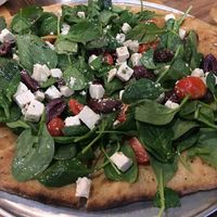 Greek Salad Pizza with tofu feta at Pulse Cafe in Hadley