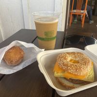 Malasada and breakfast sandwich!  at Imua Coffee Roasters in Kapaa