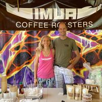 Co-founders Matt and Nahele sharing IMUA Coffee Roasters on the island of Kauai. at Imua Coffee Roasters in Kapaa