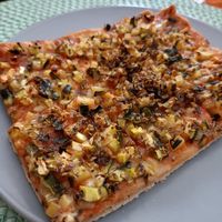 Coca de carbassó at Mandala Kitchen in Lescala