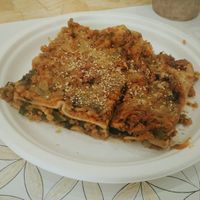 Lasaña de soja texturizada y kale at Mandala Kitchen in Lescala