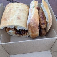 Sausage & onion chutney sandwich at Lochinver Larder in Lochinver