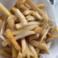 Vegan cheese fries  at Mad Dogs Hot Dogs in Venice