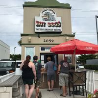 Outside at Mad Dogs Hot Dogs in Venice