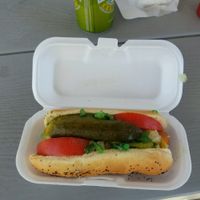 vegan Chicago style hot dog  at Mad Dogs Hot Dogs in Venice