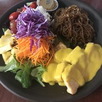 Trio with tofu and sweet potato noodles. So good and filling.  at Greens Garden Round Rock in Round Rock
