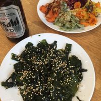 More kimchi and sea weed salad  at Vegan Yes in East London