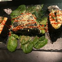 The new dish, sushi tramezzino at Vegan Yes in East London