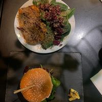 Kimchi pasta & kimchi burger  at Vegan Yes in East London