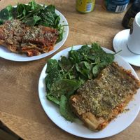 Two kinds of lasagna! at Vegan Yes in East London