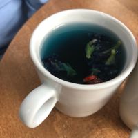 Blue butterfly tea! at Vegan Yes in East London