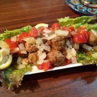 Amazing side dish with fried onion and vegan fried protein. Absolutely delicious at Loca Kitchen in Tokyo