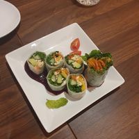 Spring rolls with berry sauce at Loca Kitchen in Tokyo