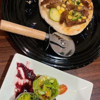 Spring rolls & Soy-meat mini pizza at Loca Kitchen in Tokyo