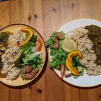 Two curry options available on Tuesday and Wednesday night (the menu changes depending on the day)  at Loca Kitchen in Tokyo