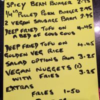 The new vegan menu.
(August 2017) at Chapter Two Book Shop in Fleetwood