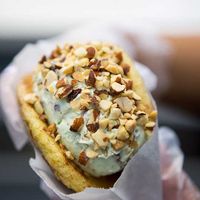 ice cream sandwich with nut topping  at CREAM in Weston