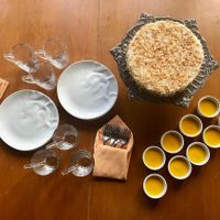 Vegan coconut cake and mango pudding at Stush In The Bush in St Anns Bay