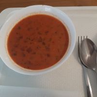 Beetroot soup at VegaKucko in Budapest