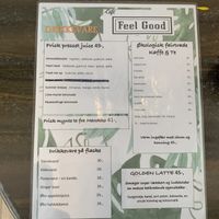 Menu  at Cafe Feel Good in Copenhagen