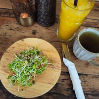Avocado Smørrebrød, Tea and Passionfruit Lemonade at Cafe Feel Good in Copenhagen