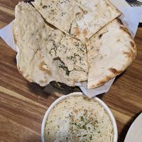 Garlic naan and basmati rice at Bollywood Indian Restaurant in Busan