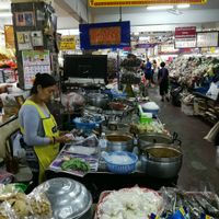 Best way to look for the stall is this yellow and red sign at Warorot Market Food Stall in Chiang Mai