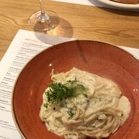 Vegan cream & mushroom pasta (minus the mushrooms, personal preference)  at Versachi Pizza and Wine Bar in South Yarra