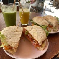 Vegan sandwich, lovely drinks! at Chelo Cafe in Barcelona