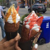 Both vegan! at Eva's Original Chimneys in Toronto