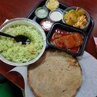 Squash. spinach rice. All vegan sauces. soooo good! at Babur Garden in Ocean Township