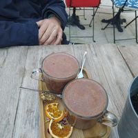 Chocolate cup with homemade cashew nuts milk at Les Baux Jus in Les Baux-de-provence