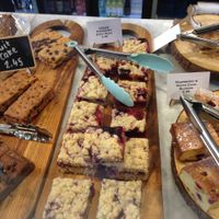 Vegan raspberry and oat slice. at Temple Newsam Tea Room in Leeds