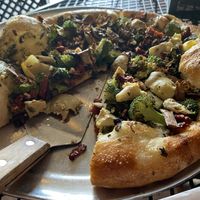 Vegan veg pizza with a no-cheese pesto base.  at Merrell's Pizza in Easley