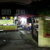 This is how the yard of this restaurant looks in the evening.  at Thai Vegetarian Food in Chiang Mai