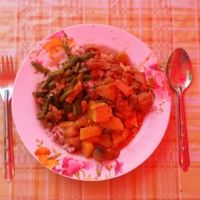 3 dishes plus rice at Thai Vegetarian Food in Chiang Mai